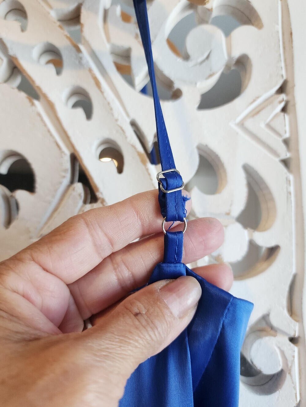 COMMENSE BLUE SATIN NWT OPEN BACK MAXI STRAPS DRESS ROSE DETAIL WOMENS SZ XL - Picture 16 of 16